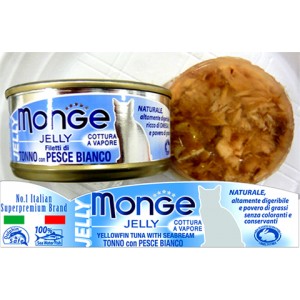 Monge Jelly Yellowfin Tuna with Seabream 80g 1 Carton (24 cans)